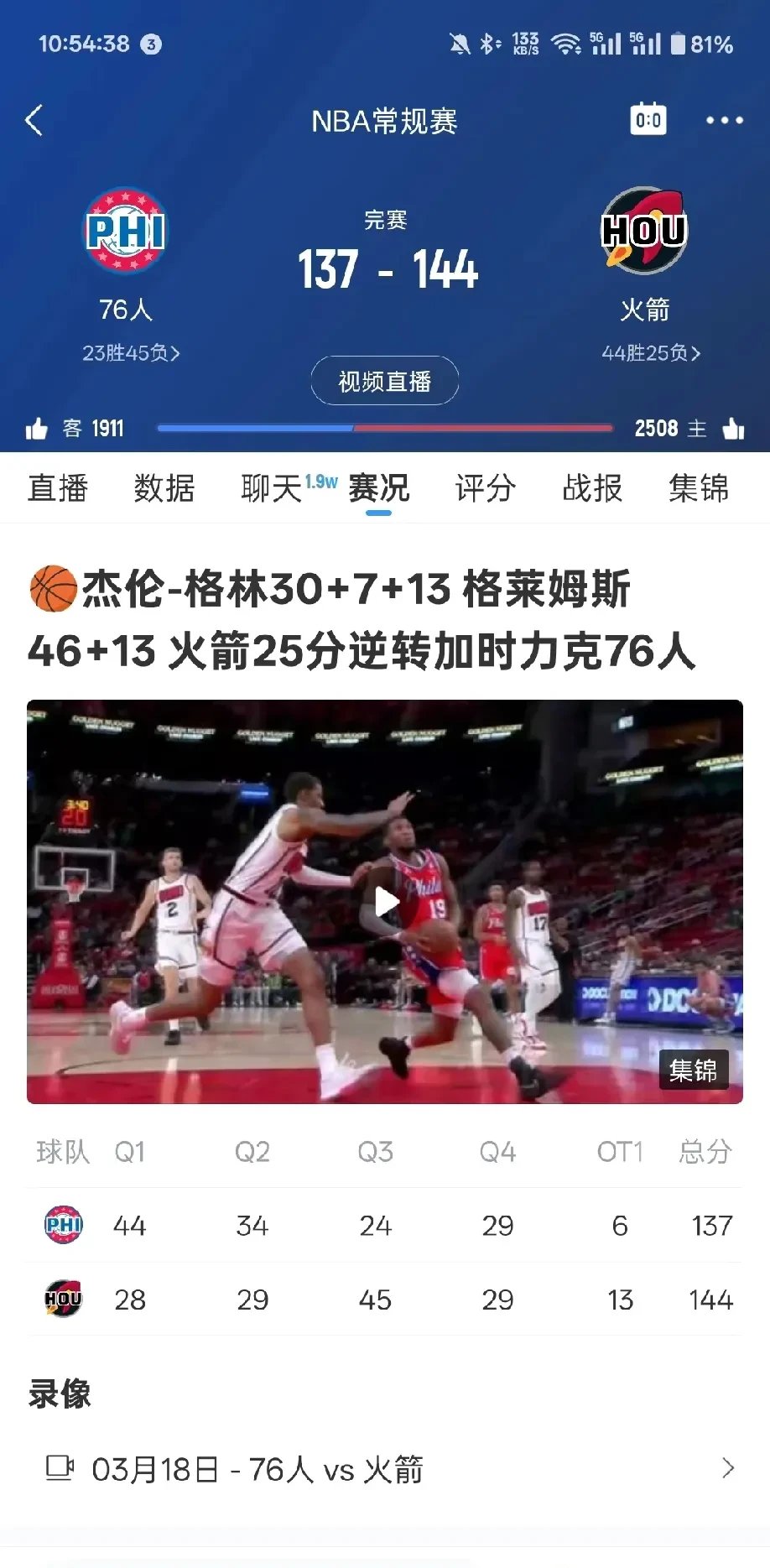 火箭遭遇失利，三场比赛连败令球迷担忧